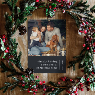 Cartes Pour Fêtes Annuelles Noël minimaliste Photo de la famille Charcoal Gr