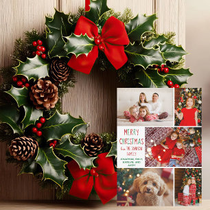 Cartes Pour Fêtes Annuelles Noël moderne 5 Photo Collage Rouge Vert Script