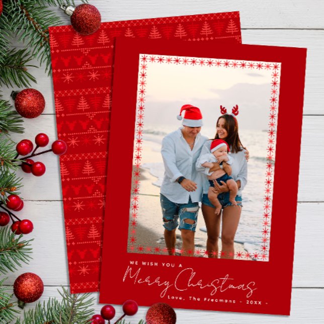 Cartes Pour Fêtes Annuelles Noël moderne rouge nordique (Simple Red Christmas Card)