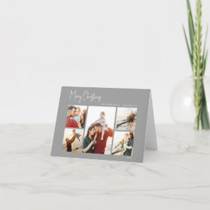 Cartes Pour Fêtes Annuelles Noël moderne   Script d'argent plié à cinq photos