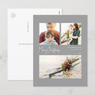 Cartes Pour Fêtes Annuelles Noël moderne   Trois photos centrées sur l'argent