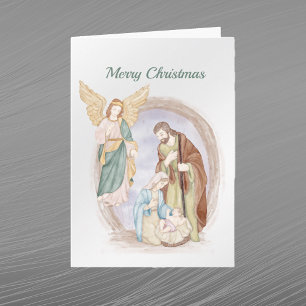 Cartes Pour Fêtes Annuelles Noël Nativité Angel Aquarelle