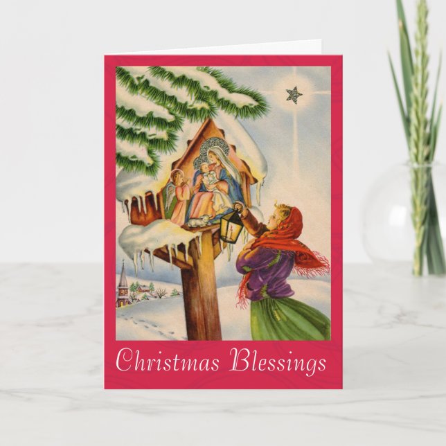 Cartes Pour Fêtes Annuelles Noël Nativité Shrine Salutation (Devant)