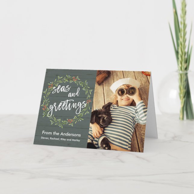 Cartes Pour Fêtes Annuelles Noël nautique avec votre photo (Devant)