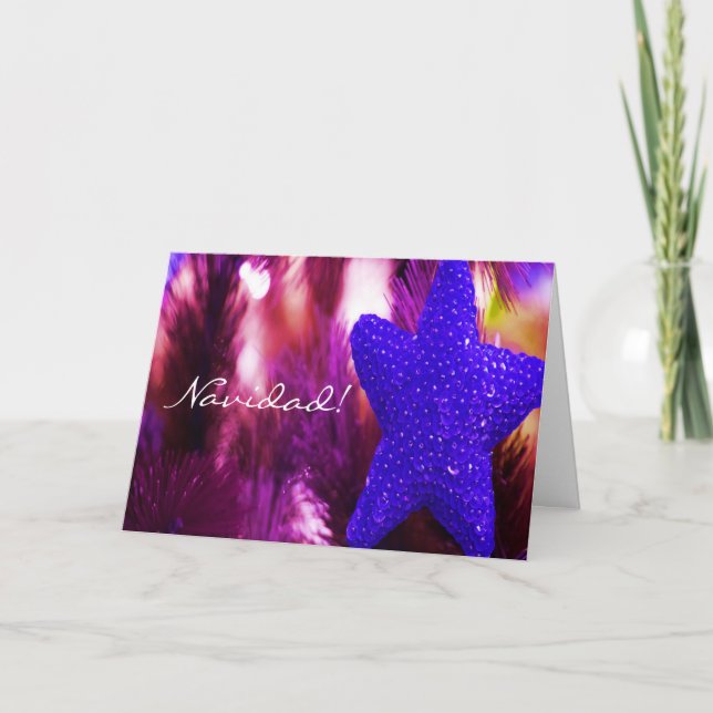 Cartes Pour Fêtes Annuelles Noël Navidad Blue Star III (Devant)