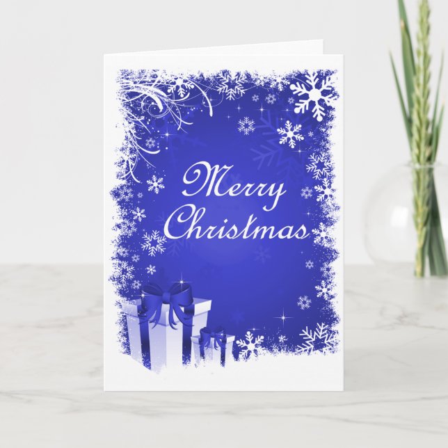 Cartes Pour Fêtes Annuelles Noël neigeux bleu et blanc (Devant)