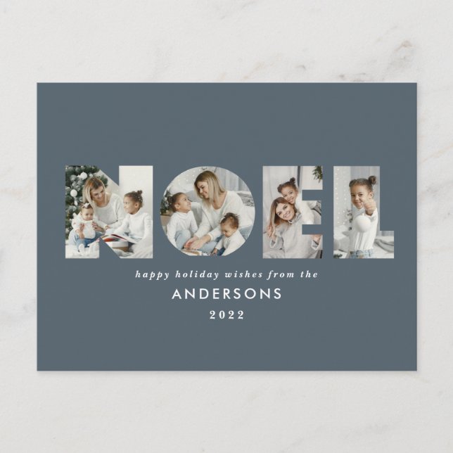 Cartes Pour Fêtes Annuelles Noel Noël bold moderne 4 photo simple Holiday (Devant)