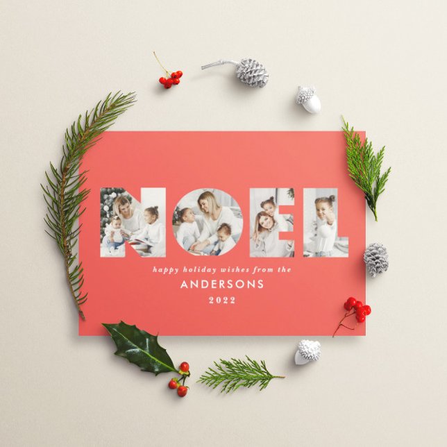 Cartes Pour Fêtes Annuelles Noel Noël bold moderne 4 photo simple Holiday (Créateur téléchargé)