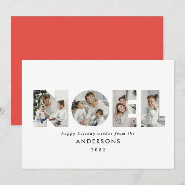 Cartes Pour Fêtes Annuelles Noel Noël bold moderne 4 photo simple Holiday (Devant / Derrière)