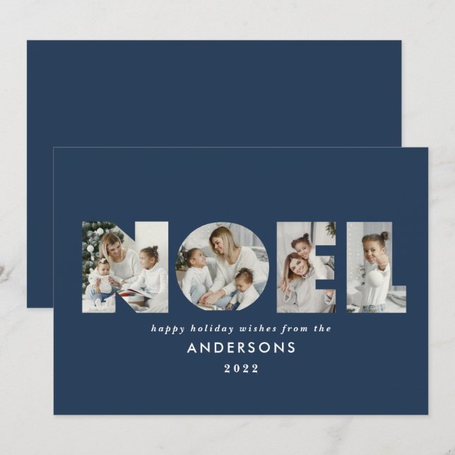 Cartes Pour Fêtes Annuelles Noel Noël bold moderne 4 photo simple Holiday (Devant / Derrière)