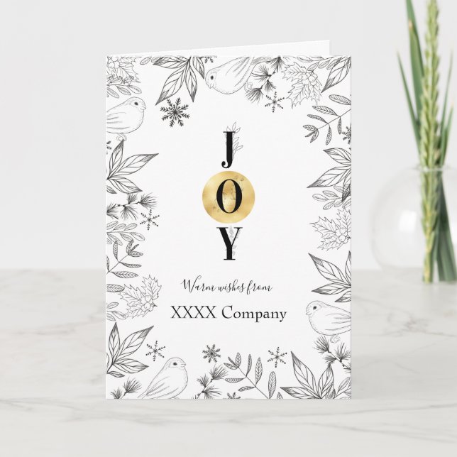 Cartes Pour Fêtes Annuelles Noël noir blanc or orfèvrerie (Devant)