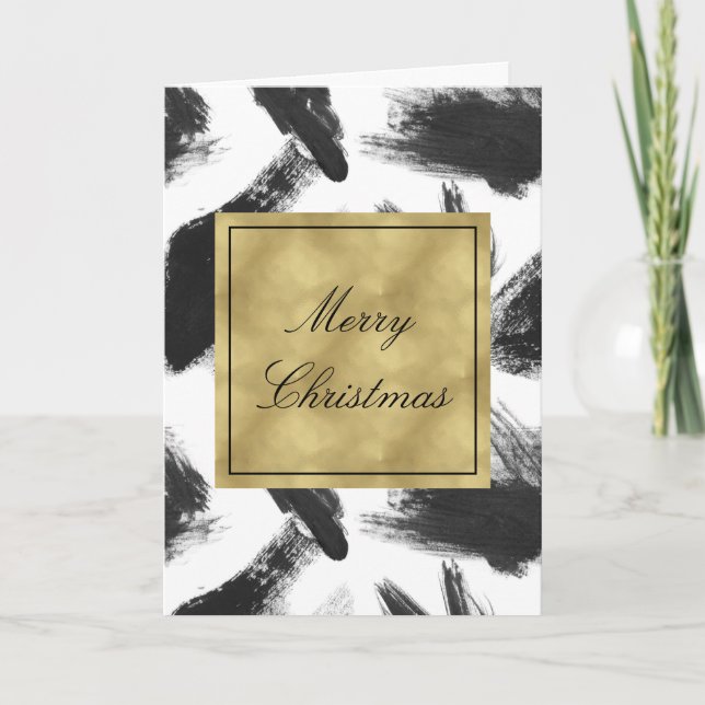 Cartes Pour Fêtes Annuelles Noël noir élégant d'abrégé sur aquarelle (Devant)