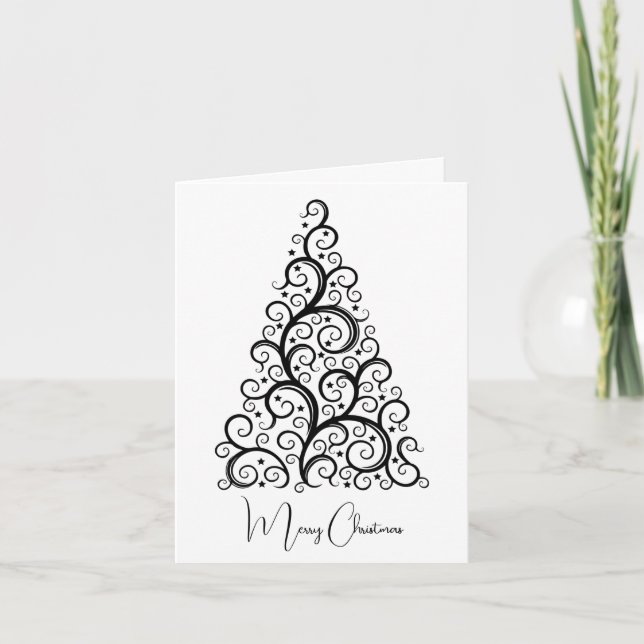 Cartes Pour Fêtes Annuelles Noël noir et blanc (Devant)
