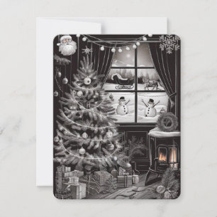 Cartes Pour Fêtes Annuelles Noël noir et blanc