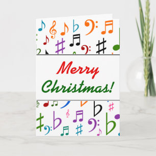 Cartes Pour Fêtes Annuelles Noël; Nombreux notes et symboles de musique coloré