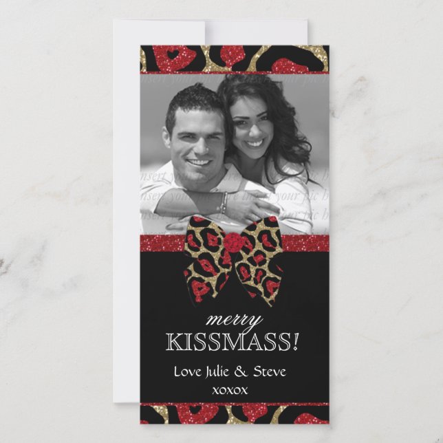 Cartes Pour Fêtes Annuelles Noël Nouvel An Fêtes Parties scintillant léopard P (Devant)