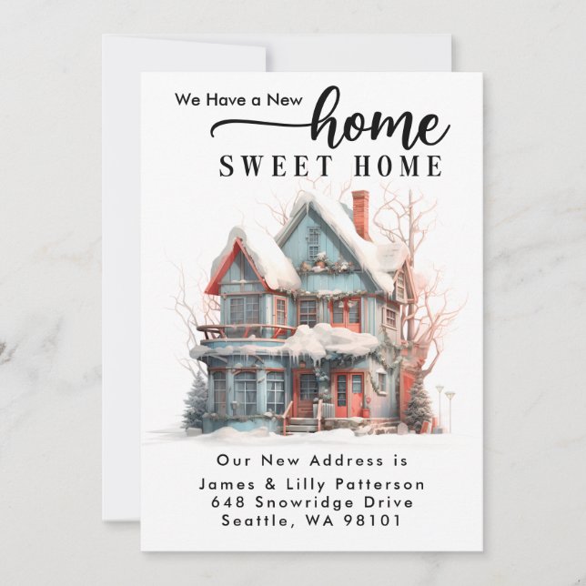 Cartes Pour Fêtes Annuelles Noël Nouvelle maison pour les vacances déménager (Devant)