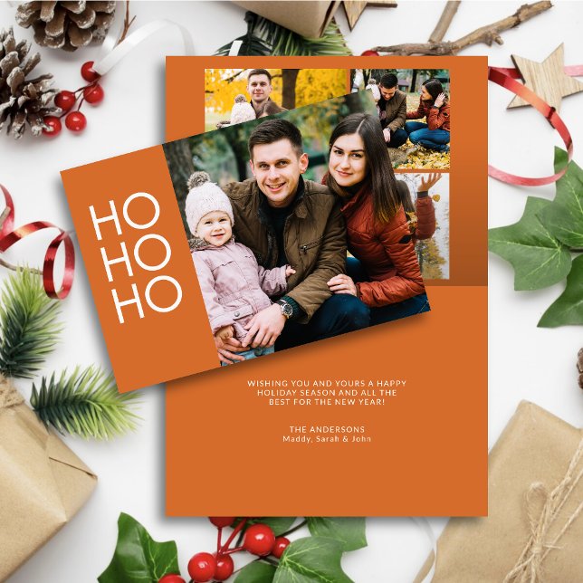 Cartes Pour Fêtes Annuelles Noël Orange "HO HO HO" (Créateur téléchargé)