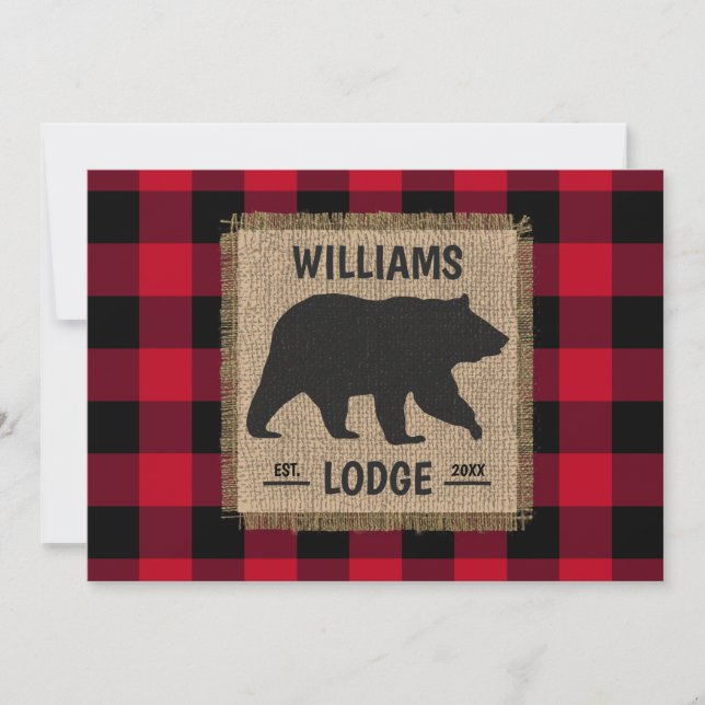 Cartes Pour Fêtes Annuelles Noël Ours rustique Farmhouse Nom de famille (Devant)