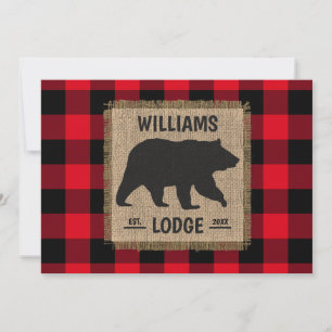 Cartes Pour Fêtes Annuelles Noël Ours rustique Farmhouse Nom de famille