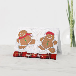 Cartes Pour Fêtes Annuelles Noël pain d'épices homme neige anges avec plaid