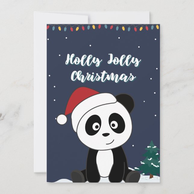 Cartes Pour Fêtes Annuelles Noël Panda Neige Animaux Hiver Pandas Fêtes (Devant)