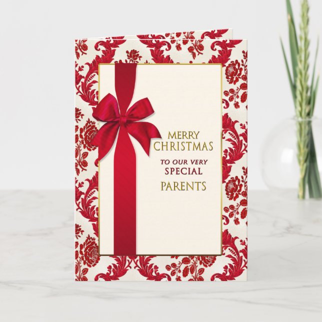 Cartes Pour Fêtes Annuelles Noël Parents (maman et papa) le ruban (Devant)