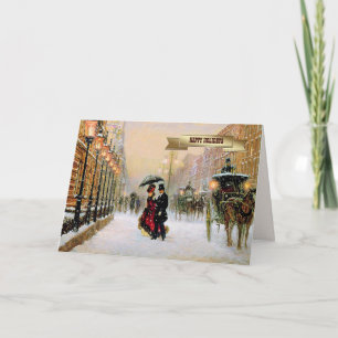 Cartes Pour Fêtes Annuelles Noël parisien vintage 