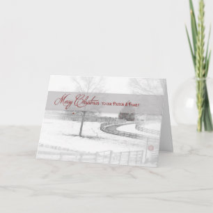 Cartes Pour Fêtes Annuelles Noël-Pasteur/Famille - Cheval Ranch-Hiver/Neige