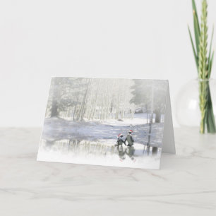 Cartes Pour Fêtes Annuelles Noël Patinage sur glace de mignons pingouins