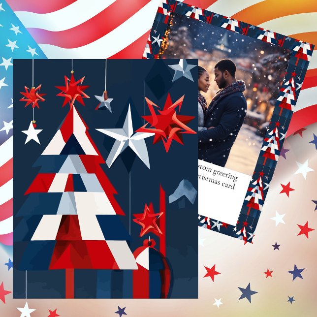 Cartes Pour Fêtes Annuelles Noël patriotique Abstrait (Red White & Blue on Display in this Mathematical Inspired Patriotic Christmas Design )