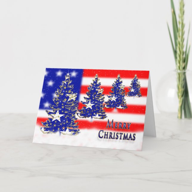 CARTES POUR FÊTES ANNUELLES NOËL - PATRIOTIQUE - DRAPEAU ET ARBRES (Devant)