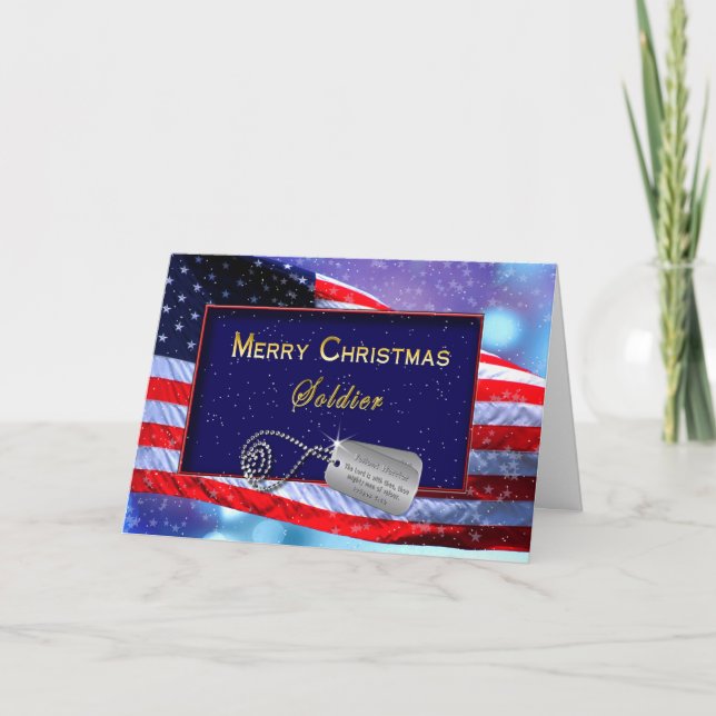 CARTES POUR FÊTES ANNUELLES NOËL - PATRIOTIQUE - SOLDAT - DRAPEAU/NEIGE (Devant)