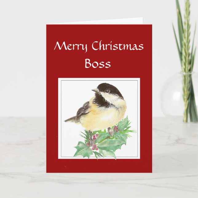 Cartes Pour Fêtes Annuelles Noël, Patron, Du Groupe Chickadee Bird (Devant)