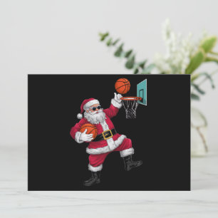 Cartes Pour Fêtes Annuelles Noël Père Noël Dunking Un Basket-ball Noël