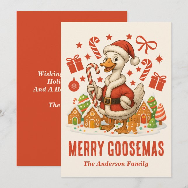 Cartes Pour Fêtes Annuelles Noël père Noël Goose (Devant / Derrière)