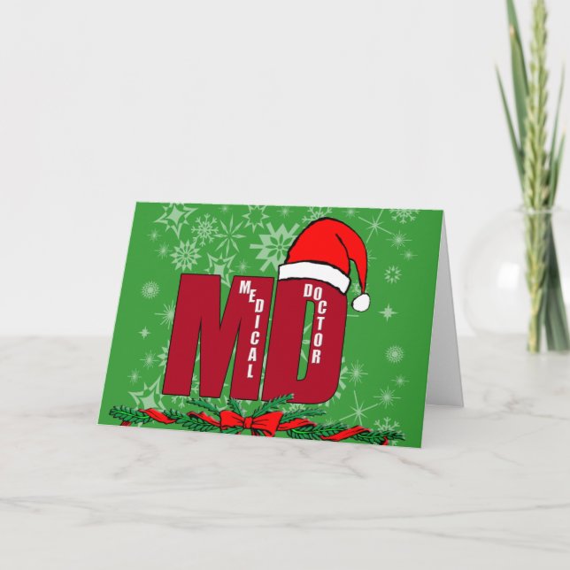CARTES POUR FÊTES ANNUELLES NOËL PÈRE NOËL MD - MÉDECIN MÉDICALE (Devant)