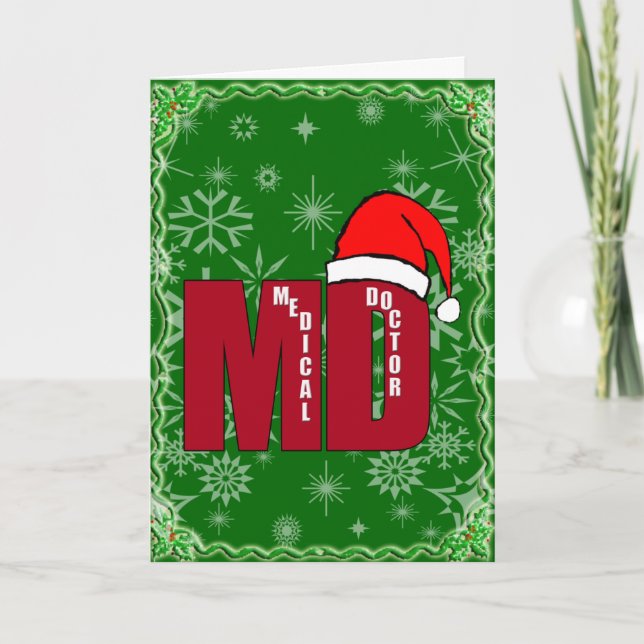 CARTES POUR FÊTES ANNUELLES NOËL PÈRE NOËL MD - MÉDECIN MÉDICALE (Devant)