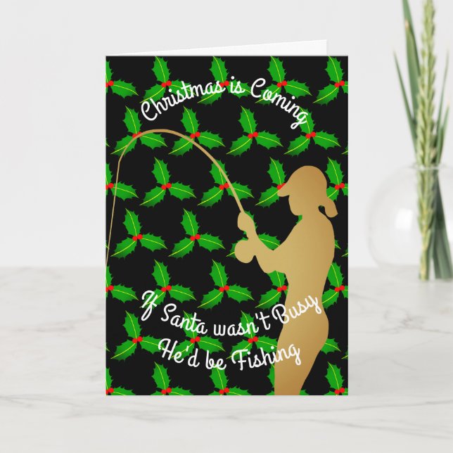 Cartes Pour Fêtes Annuelles Noël Père Noël pêcherait (Devant)