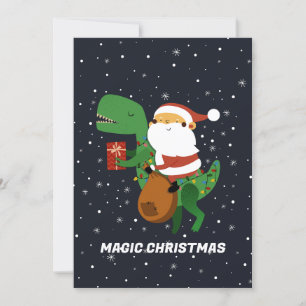 Cartes Pour Fêtes Annuelles Noël Père Noël T-rex Dinosaur Sleigh
