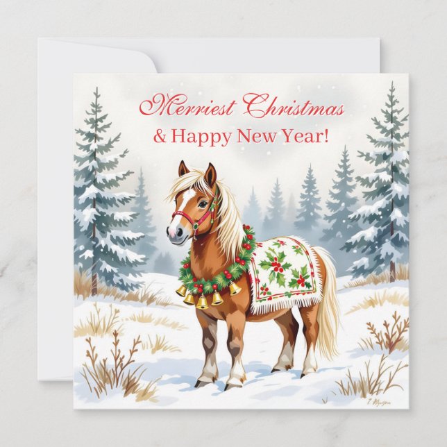 Cartes Pour Fêtes Annuelles Noël personnalisé de poney des Shetland (Devant)