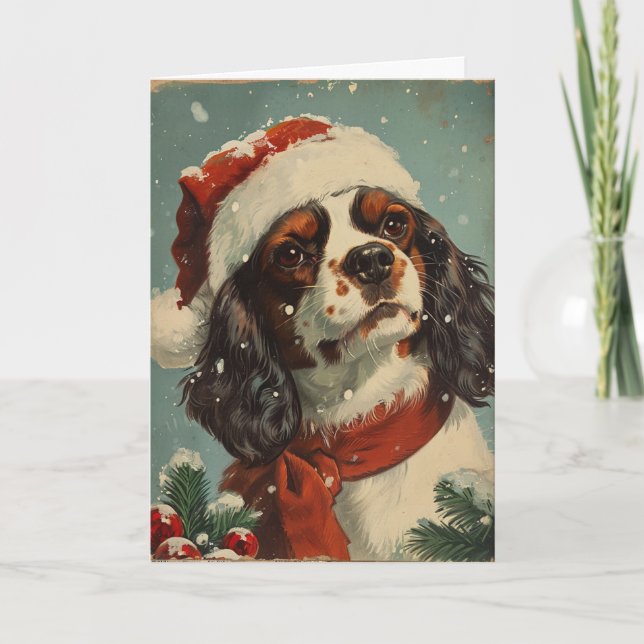 Cartes Pour Fêtes Annuelles Noël personnalisé du roi Charles Spaniel (Devant)