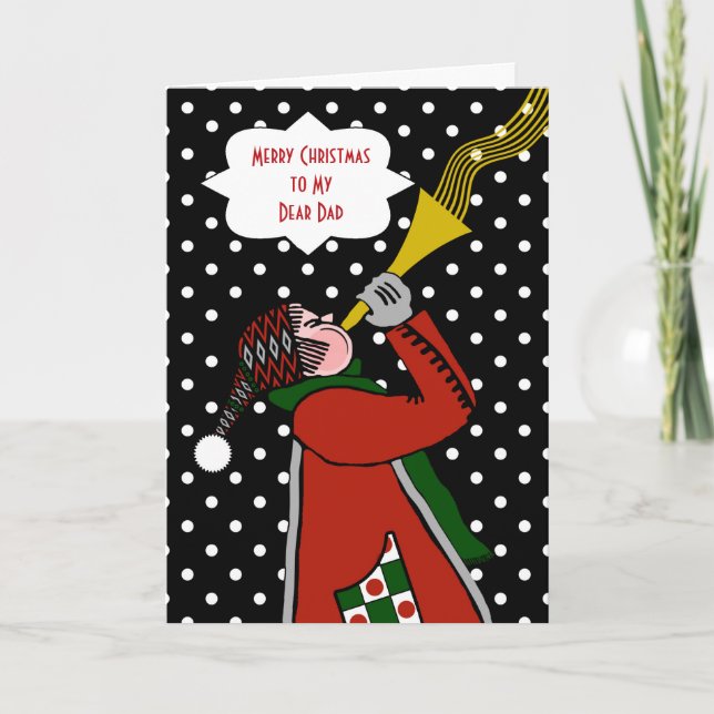 Cartes Pour Fêtes Annuelles Noël personnalisé pour papa, trompette et tempête  (Devant)