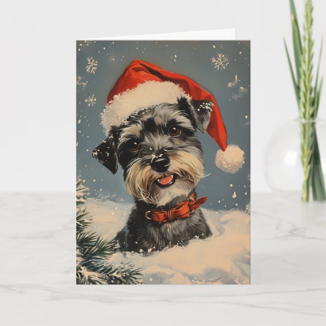 Cartes Pour Fêtes Annuelles Noël personnalisé Schnauzer miniature (Devant)