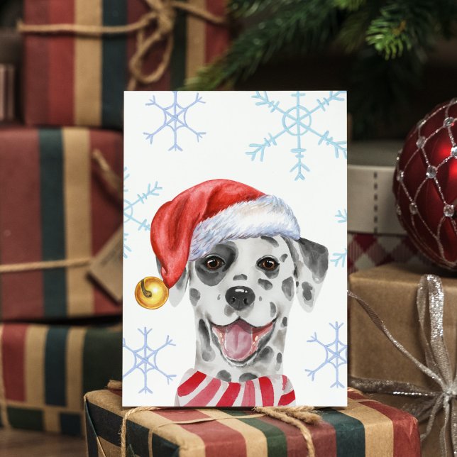 Cartes Pour Fêtes Annuelles Noël Pet Dalmate Xmas Casquette Scarf Drôle Chien  (Créateur téléchargé)