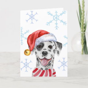 Cartes Pour Fêtes Annuelles Noël Pet Dalmate Xmas Casquette Scarf Drôle Chien