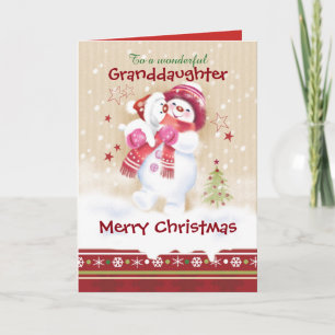 Cartes Pour Fêtes Annuelles Noël, petite-fille. Enlacement de l'enfant de neig