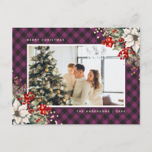 Cartes Pour Fêtes Annuelles Noël photo élégante aquarelle violette