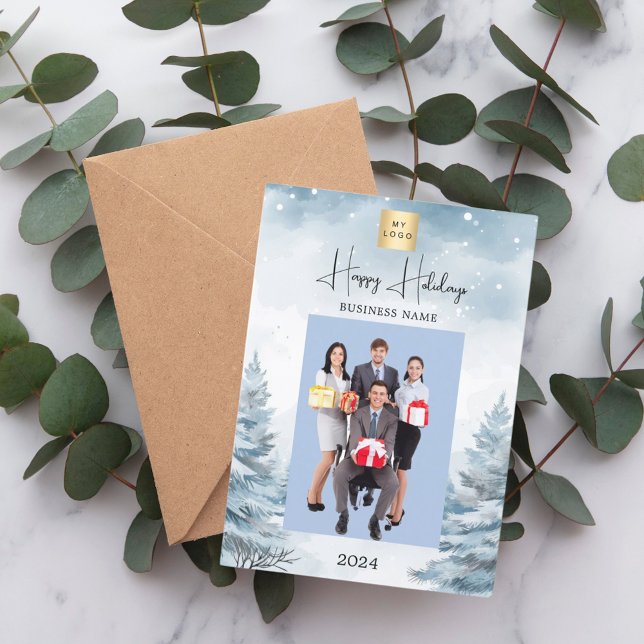 Cartes Pour Fêtes Annuelles Noël photo hiver paysage affaires (Créateur téléchargé)