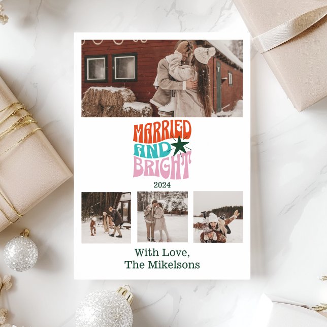 Cartes Pour Fêtes Annuelles Noël photo multiple mariée et brillante (Créateur téléchargé)
